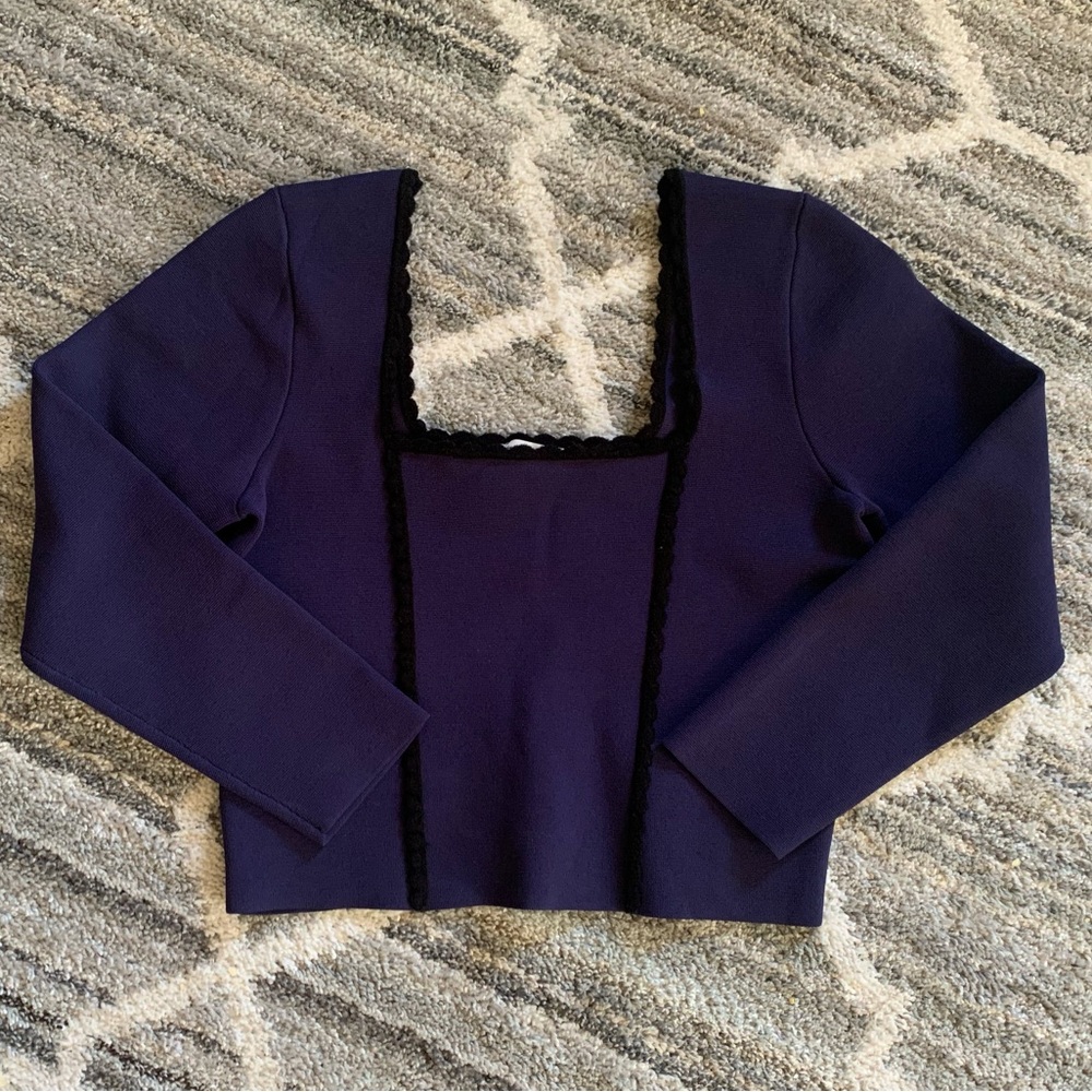 Sandro Velvet Trim Ponte Blouse